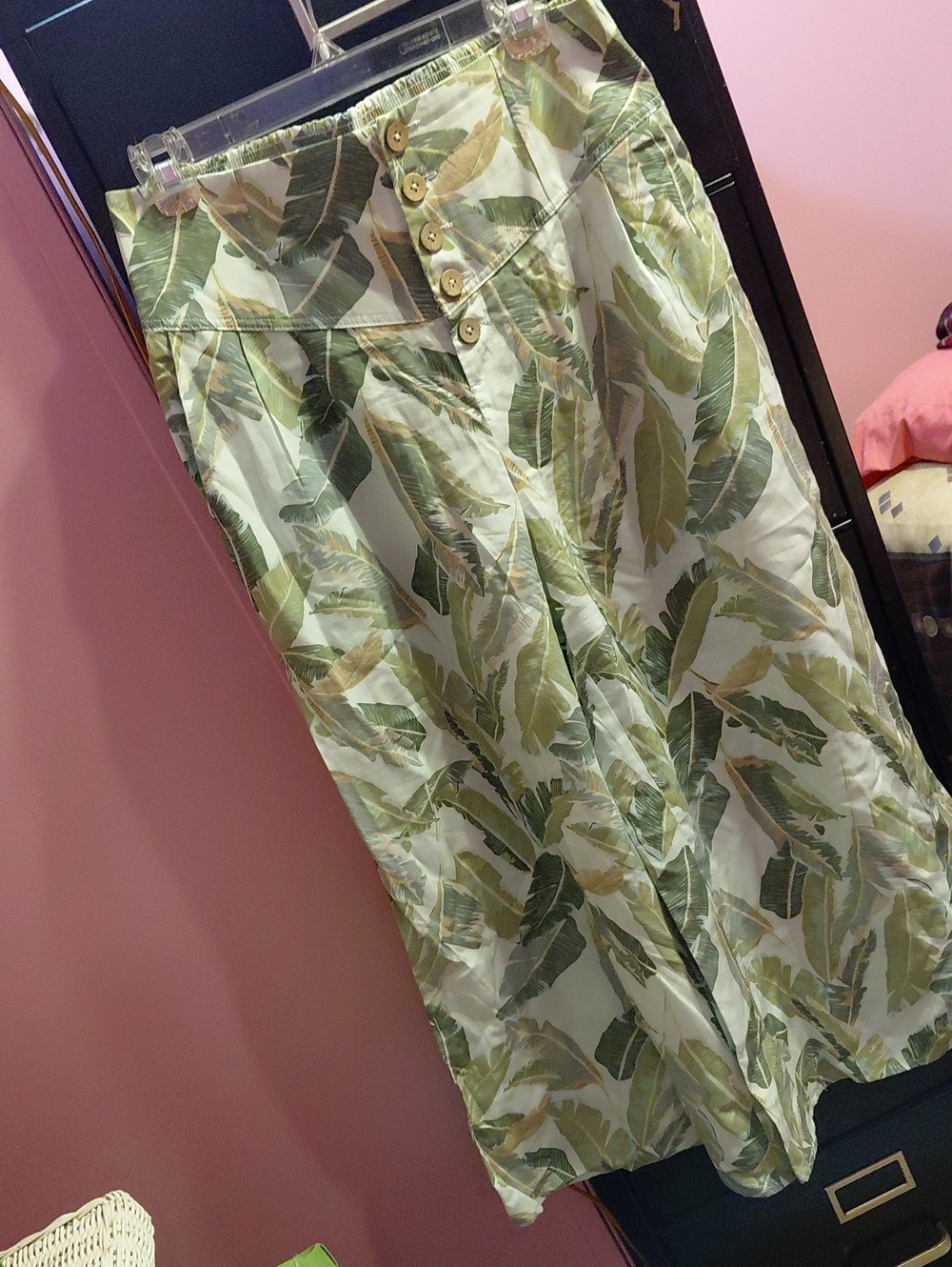 Versona Green Leaf Print Wide Leg Jumpsuit